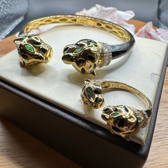 Cat bangle and ring set (sterling silver) - Picture 2 of 14
